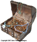 Pirate Treasure Chest with gold coins and our jewelry.